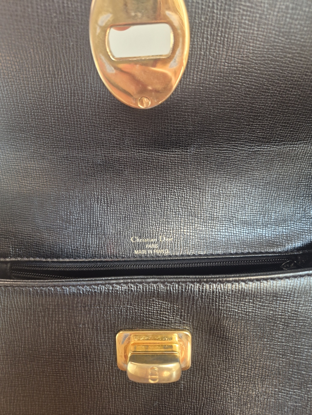 Vintage Dior Black Leather HandBag with Gold Turn-Lock - Picture 8 of 12
